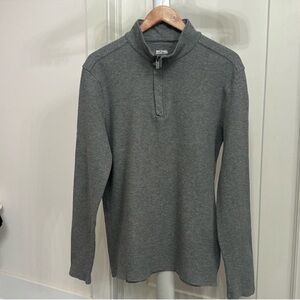 Micheal Kors Men’s Waffle Knit Pullover Sweater Sz L Gray Quarter Zip Mock